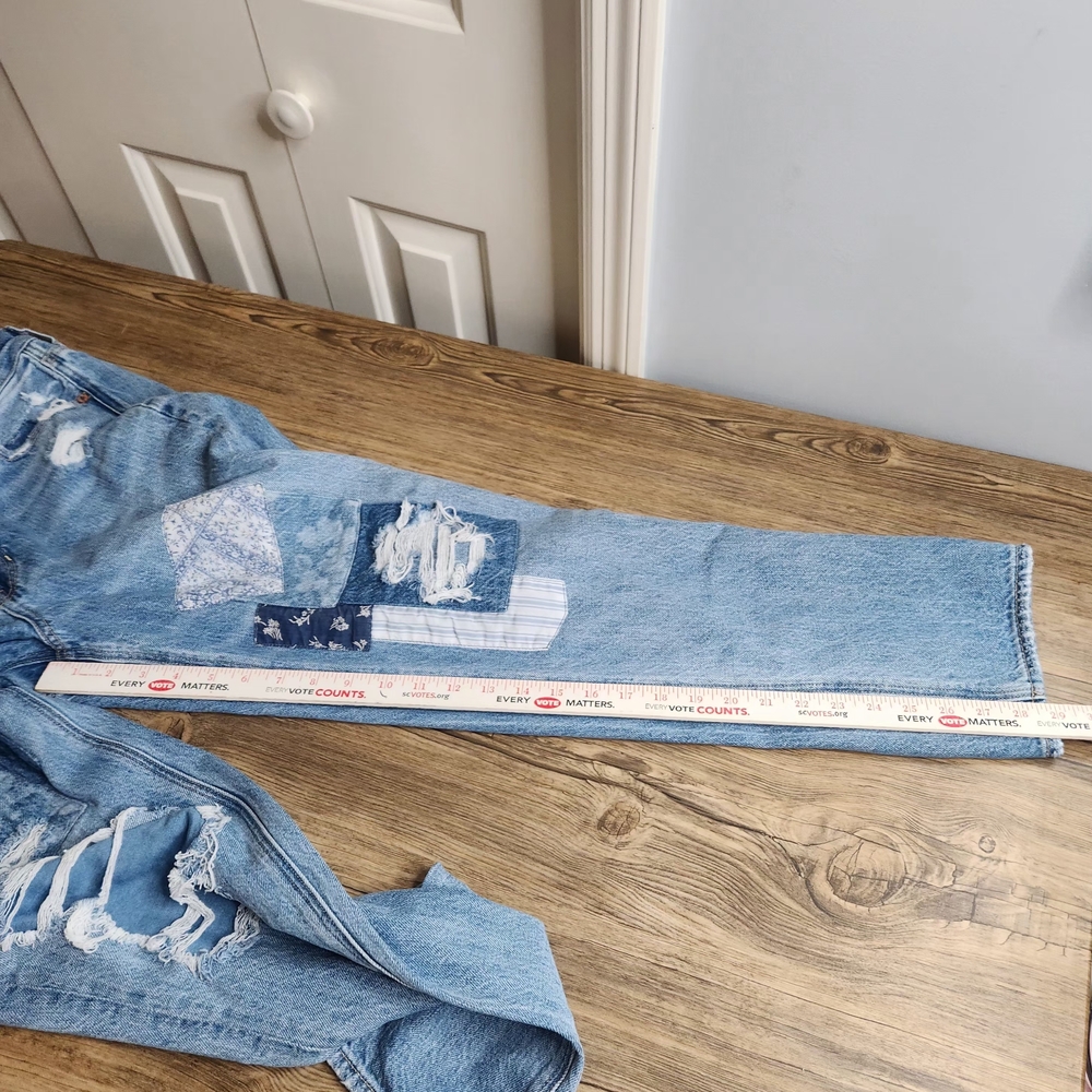 American Eagle Mom's Rip-Style Patchwork Straight… - image 6